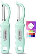 Rainspire Vegetable Peeler Potato Peelers for Kitchen, Sharp Stainless Steel Blades Veggie, Comfortable Handle Fruit Peeler, Carrot Peeler Apple Peeler Dishwasher Safe, Mint Green, 2-Pack