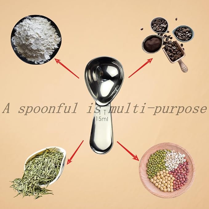 Coffee Scoop 15ml Stainless Steel Measuring Spoon Short Handle for Ground Coffee