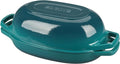 EDGING CASTING Enameled Cast Iron Oval Dutch Oven Pot with Lid, Dutch Oven for Sourdough Bread Baking, Bread Oven, Bread Dutch Oven, Oval Bread Pan, 5qt, Darkcyan