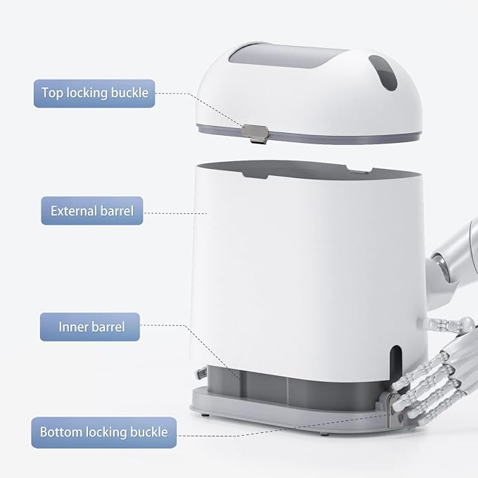 ELPHECO Bathroom Trash Can with lid, 2.5 Gallon, Motion Sensor, White Grey | Waterproof Garbage Can, Automatic Waste Basket, Butterfly Lid, Plastic Garbage Bin for Bedroom and Office