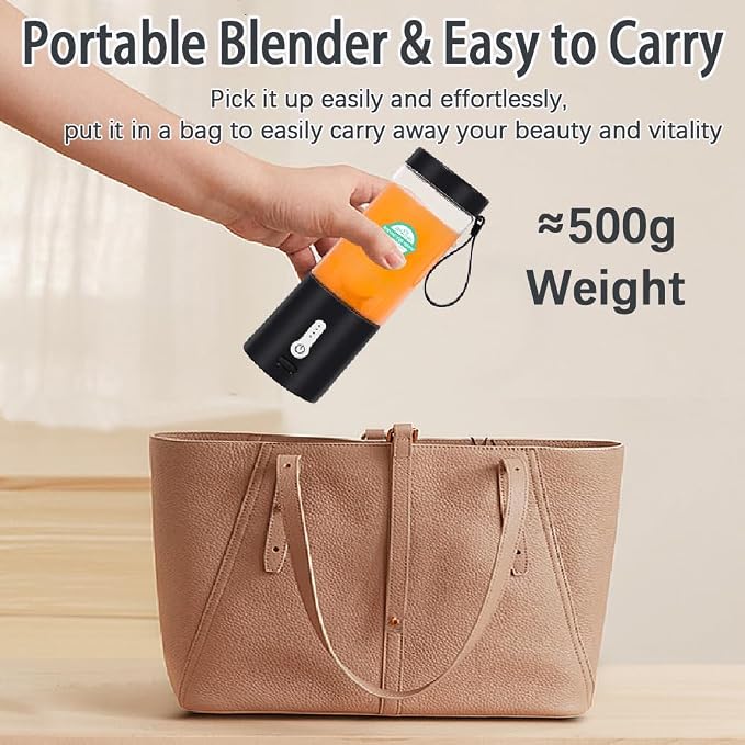 Portable Blender for Smoothies and Shakes, USB-C Rechargeable Personal Blender with 6 Stainless Steel Blades, Mini Juicer BPA Free, Portable Juicer for Kitchen Gyms Office Travel Outgoing