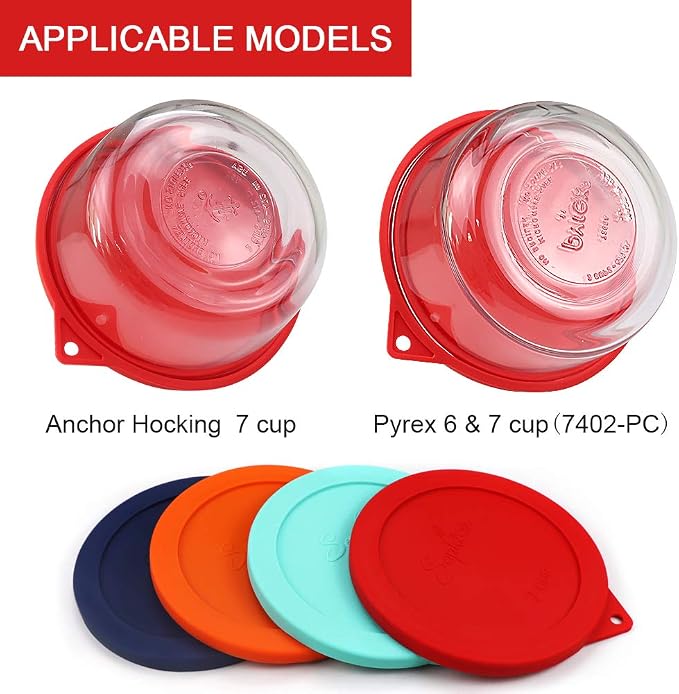 SOPHICO 7Cup Round Silicone Lid Replacement for Pyrex&AnchorHocking 7402-PC | Food Grade Silicone, Leakproof、Airtight Lids, Dishwasher Microwave Safe