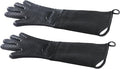 1 Pair Extra Long Professional Oven Mitts, Non-Slip Silicone Grip Heat Resistant,19.7" Length,Up to 572℉ for BBQ Cooking Baking Grilling (Black)