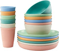 18pcs Wheat Straw Dinnerware Sets,HXYPN Unbreakable Reusable Dinnerware Set | Kitchen Cups Plates and Bowls Sets Dishwasher Microwave Safe Plates