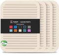 4 Pack Square Silicone Trivets | Hot Pads for Kitchen, Hot Pots and Pans, Hot Dishes, Countertops, Heat Resistance to 480°F, Khaki