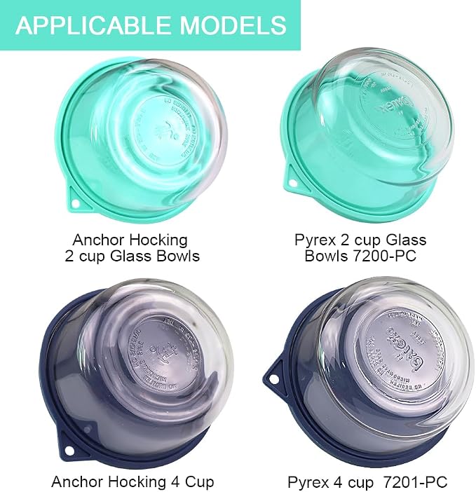 SOPHICO 2 &4cup Silicone Replacement Lids for Pyrex Glass Bowls 7200&7201PC | Food Grade Silicone, Leakproof、Airtight Lids, Dishwasher Microwave Safe
