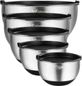 Wildone Mixing Bowls with Lids Set, Stainless Steel Mixing Bowls Set of 5 | Large Prep Metal Bowl Set with Non-slip Bottoms, Size 8, 5, 3, 2, 1.5 QT, Airtight Lids, Thicker Stainless Steel