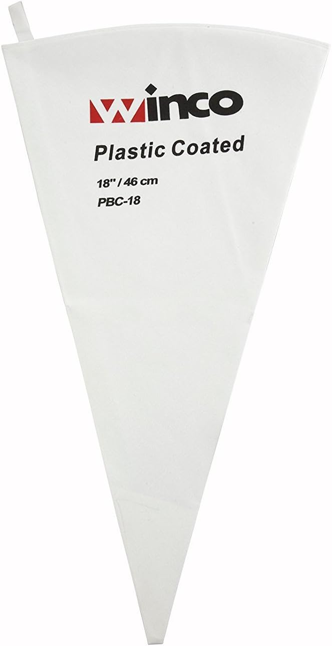Winco Pastry Bag Cotton with Plastic Coating, 18-Inch,White | Comfortable grip, Great for Icing, Frosting, Pastries and Cake Decorating