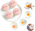 Egg Poacher Cups, 4 Pcs Poached Egg Cooker, BPA Free, Pink | 4 Shapes Reusable Egg Molds with Lid and Oil Brush Egg Coddler, Nonstick Egg Poaching Cups for Boiled Eggs Without Shell