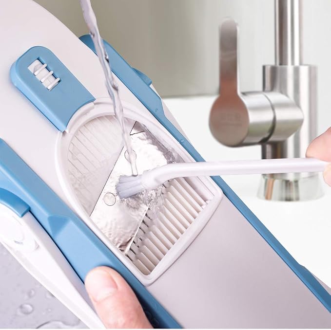 ONCE FOR ALL Safe Mandoline Slicer, All in 1 Vegetables Slicer, Light Blue | Adjustable Thickness, Potato Slicer Veggie Chopper, Strips Julienne Dicer, French Fry Cutter, Dishwasher Safe, Kitchen Gift
