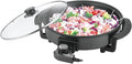 12" Round Electric Skillet with lid, Ceramic Nonstick Coating Electric Frying Pan, 1500W Quick & Even Heating, 5 Adjustable Temperature Control, Tempered Glass Lid & Cool-Touch Handles