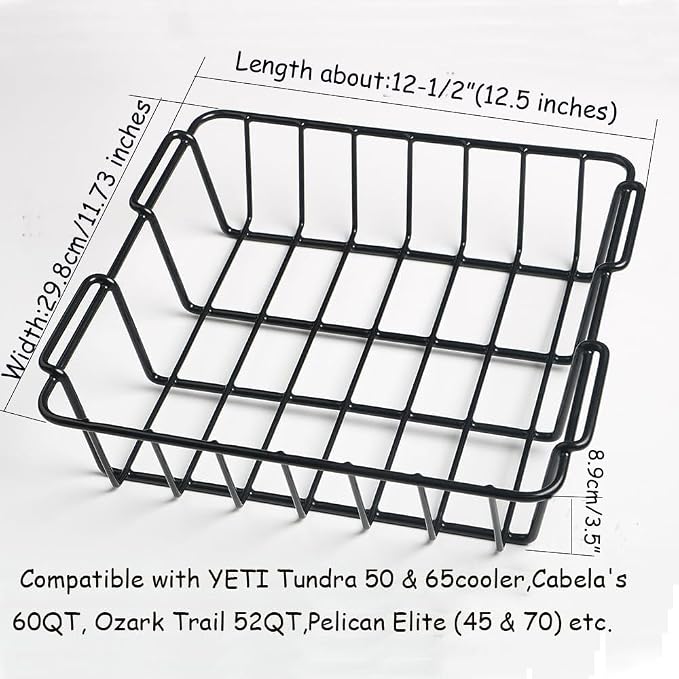 Cooler Basket for YETI Tundra 50 &65,1PCS,Insert Dry-Goods Basket Compatible with Cabela's 60QT,Igloo 52QT,Ozark Trail 52QT,Pelican Elite 45 & 70,Stainless Steel Wire Cooler Rack Basket