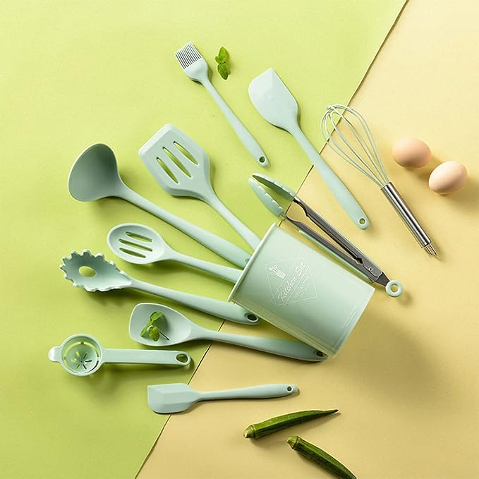 Kitchen Utensils Set-12 Pieces Silicone Cooking Utensils Set (Dishwasher Safe) 392°F Heat Resistant Spatula Set,Kitchen Utensil Set for Nonstick Cookware,Best Kitchen Tools with Holder | Dishwasher Safe 392°F Heat Resistant Spatula Set Kitchen Utensil ...