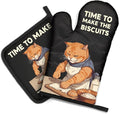 DYJYBMY Time to Make The Biscuits Funny Cat Oven Mitts and Pot Holder Set, Cute Kitchen Gadgets for Pet Lover, Housewarming Gifts for Cat Mom Dad, Bake Lover Gifts for Mom Dad Wife Husband BFF (HS)