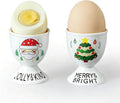 Cinf Christmas Ceramic Egg Cups, Set of 2, Boiled Egg Holders for Breakfast | Set of 2 ceramic egg cups, festive Christmas design, easy to clean, ideal for boiled eggs, breakfast and table