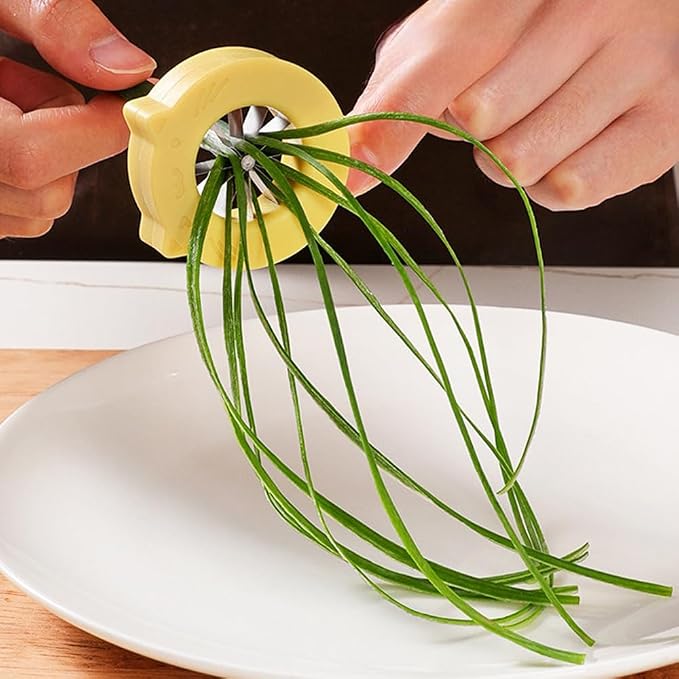 Professional Green Onion Shredder & Slicer - 12 Blade Stainless Steel Scallion Cutter with Safety Design, Perfect for Blooming Onion, Chili & Celery (1)