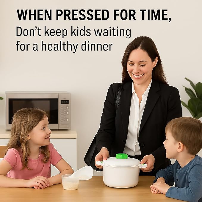 Microwave Pressure Cooker Steamer – 2.8L BPA-Free Microwave Rice & Vegetable Cooker – Quick Healthy Meals for Meats, Fish, Poultry – With Rice Spoon & Measuring Cup – Fast Dinner Solution