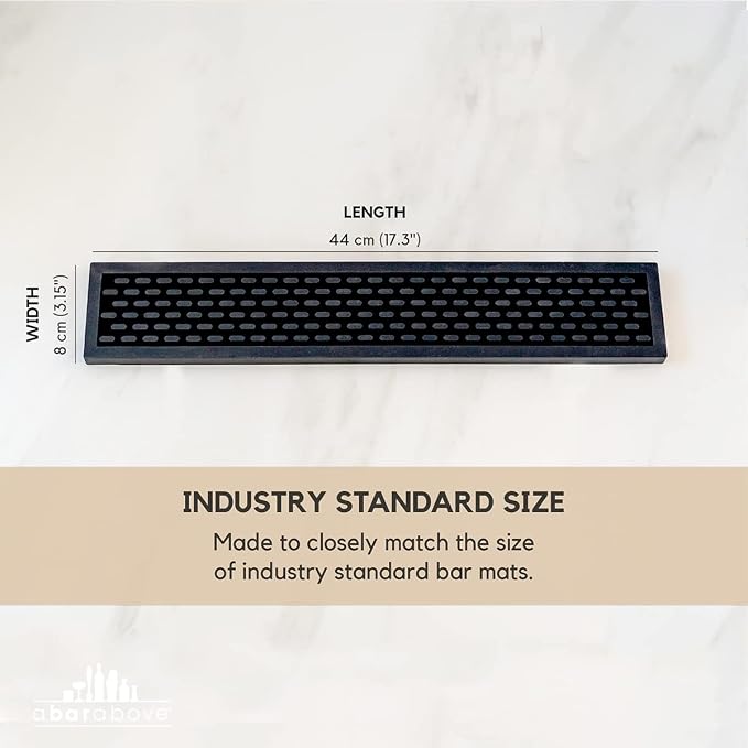 A Bar Above Heavy Duty Bar Mat, Food Safe Silicone Mat, 3.5" x 18" | Commercial Strength, For Bartending and Coffee, Dish Drying Pad, Kitchen Counter, Barista Accessory, Spill Proof, Great Pick