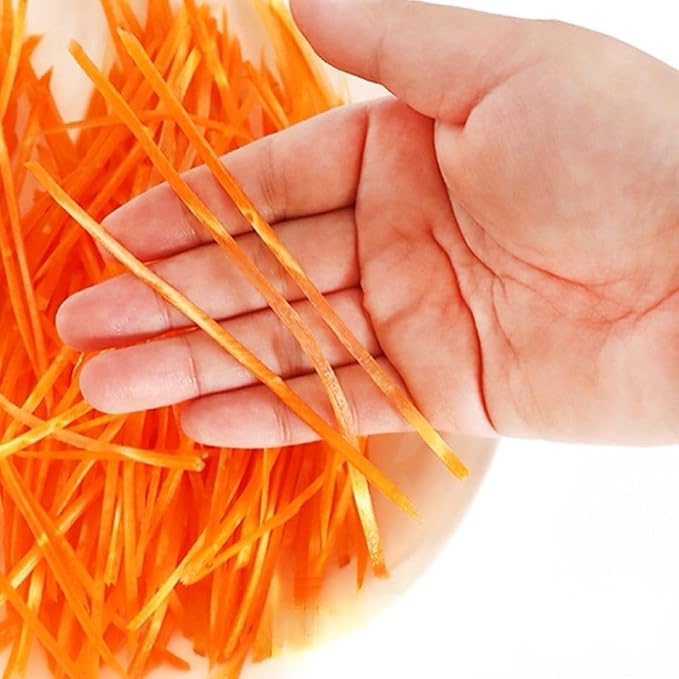 Korean Carrot Julienne Shredder Solid Wood Food Grater, Non-Detachable Stainless Steel Blade Veggie Cutter with Safety Hand Guard, For Potato Radish Onion Slicing & Shredding