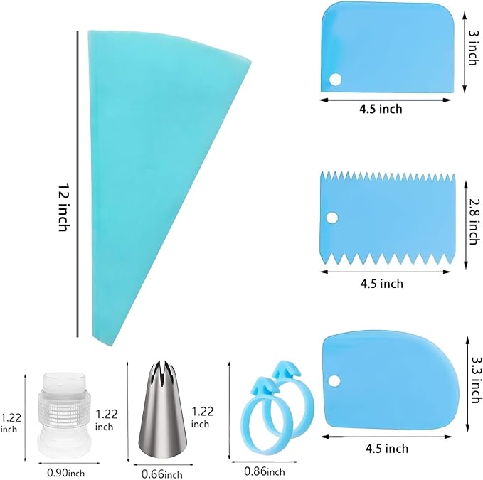 Piping Bags and Tips Set, Cake Decorating Kit | 24 Stainless Steel Piping Tips, 2 Reusable Silicone Pastry Bags - Baking Supplies for Cupcakes, Cookies, and Cake Decorating