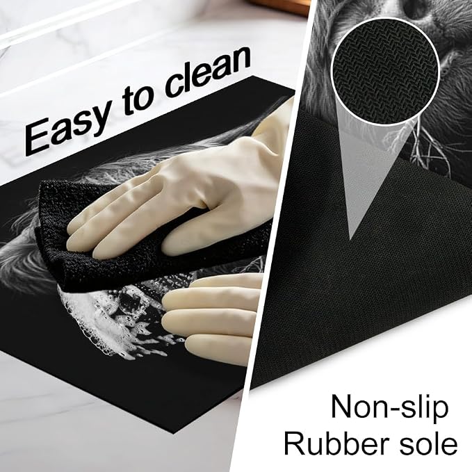 Highland Cow Stove Top Cover, Black and White, 28x20 in | Black and white highland cow close-up on black; non-slip washable mat; protects glass and electric cooktops; 28.4 x 20.5 in