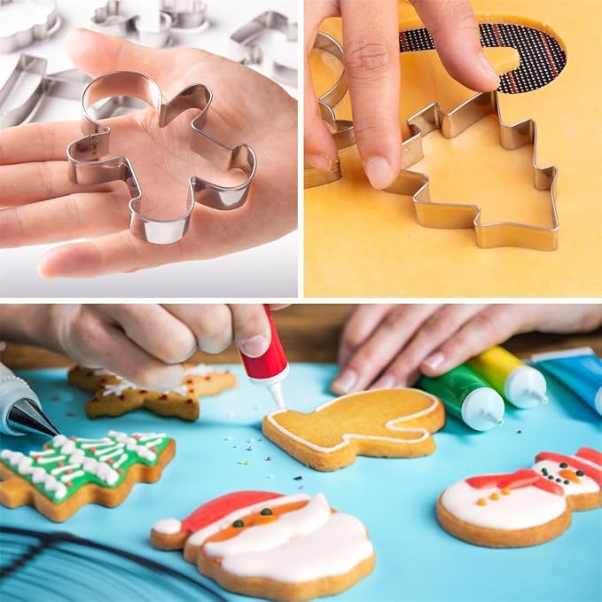 Christmas Cookie Cutters Set of 9 Pieces, Wmtidene Cookie Cutters Shapes for Winter Holiday, Metal includes Christmas Tree,Snowflake,Gingerbread Men,Angel,Star,Mitten,Candy Cane,Snowman