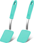Silicone Cookie Spatula Turner 2 Pack Mini Brownie Spatula Flexible Kitchen Small Silicone Turner for Nonstick Cookware Heat Resistant No Scratch Flipper for Egg(Solid Flat,Green)