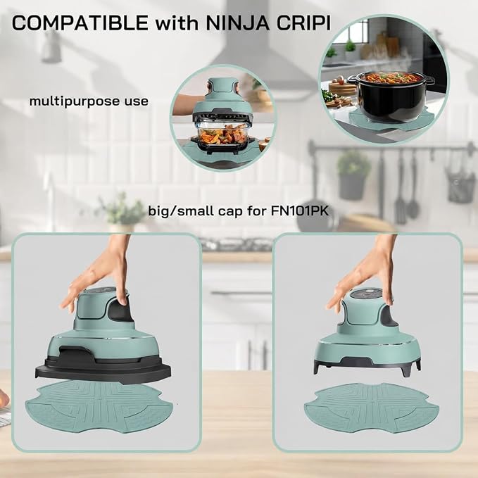 Silicone Heat Resistant Mat for Ninja Crispi Air Fryer, Non-Slip Hot Pad Protect Countertop from Heat Damage for Ninja Crispi Accessories Mint, Compatible with Ninja Airfryer FN101SG
