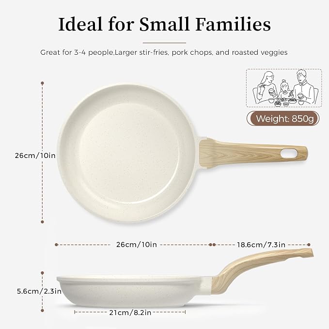 YASHE 10 Inch Granite Nonstick Frying Pan, Non-Toxic, Induction Ready | Scratch Resistant with Stay-Cool Handle Omelette Pan for All Stovetops PFOA/PFOS Free