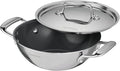 Tramontina Utsava Tri-Ply Clad Stainless Steel 1.8-Quart Kadai with Lid | Ceramic Non Stick Interior, Induction-Ready Small Kadhai Pot for Indian Cooking