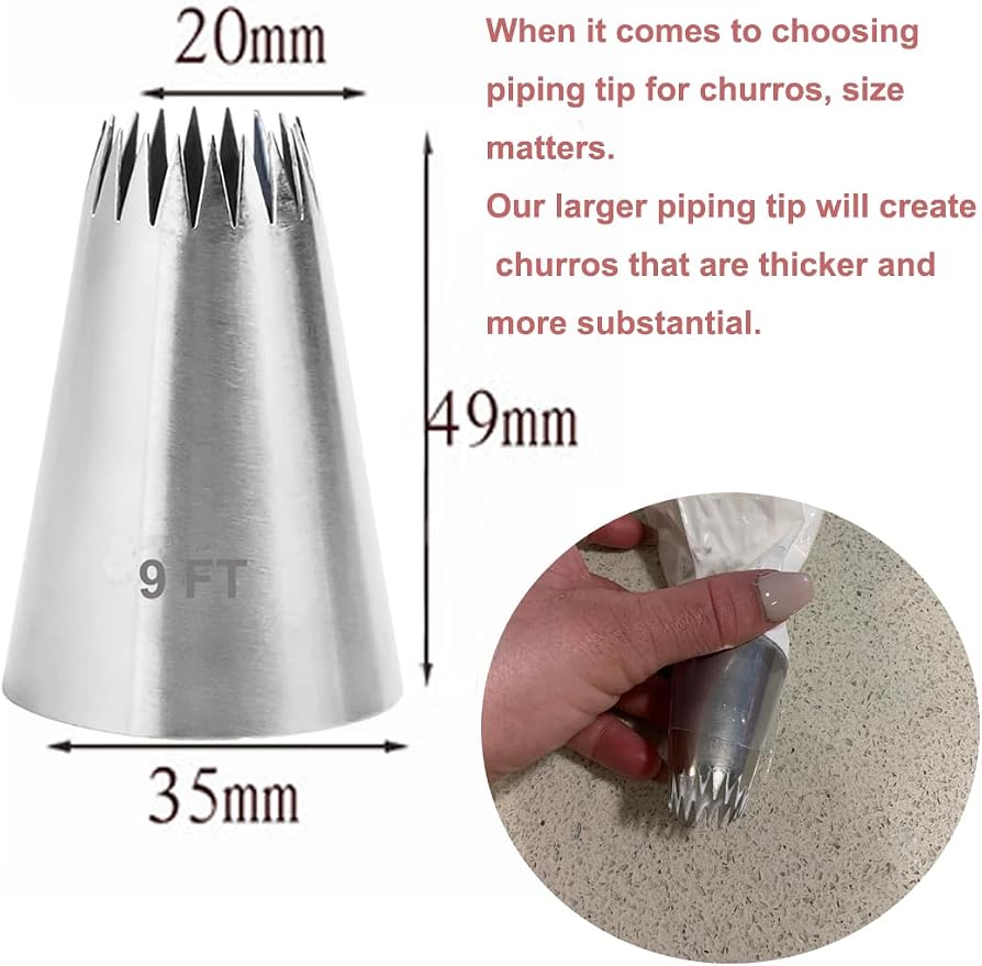Piping Tips for Churro,Extra Large Star Tip for Piping Eclair,Mashed Potato