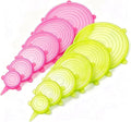 12 pcs Silicone Stretch lids set(6 Sizes,pink&yellow) | Reusable Food Storage Covers ,Flexible to Fit All Shape of Containers,Food Cover to Keep Food Fresh