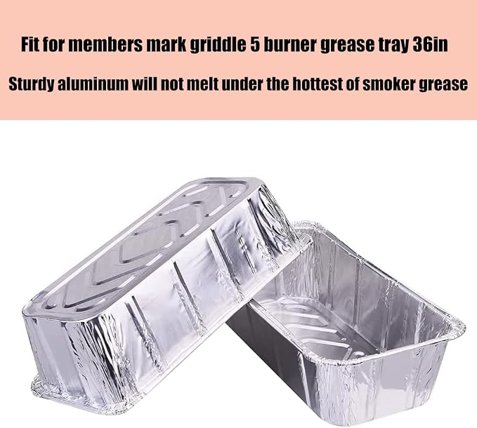 30-Pack Grease Tray Liner Drip Pan Liners for Members Mark 5-Burner Outdoor Flat Top Gas Griddle l Replacement Members Mark 5 Burner Griddle Aluminum Foil Grease Pan Disposable