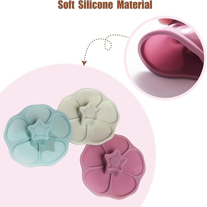 flower Silicone Cup Covers (Set of 3), Multicolored Silicone Lids for Mugs, Cups, Flexible Mug Covers, Tea Pots, Hot Cup Lids for Coffee & Tea (Style H)