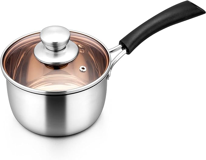 LIANYU 1QT Saucepan with Lid, Stainless Steel Sauce Pan, Induction Ready | Small Sauce Pot, Multipurpose Cooking Pot for Milk, Soup & Butter, Stay-cool Handle, Heavy Duty & Non Toxic, Dishwasher Safe