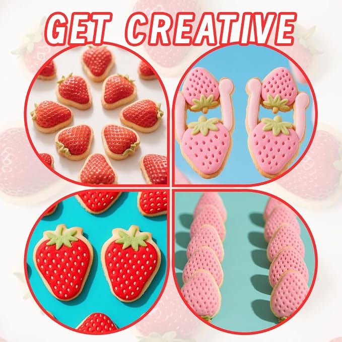 Strawberry Cookie Cutter Set,3PCS(3.5,2.5,1.5Inch) | Strawberry Shaped Cutters for Cookies,Fondant,Clay cutter, Baking Decorating Tools (Metal)