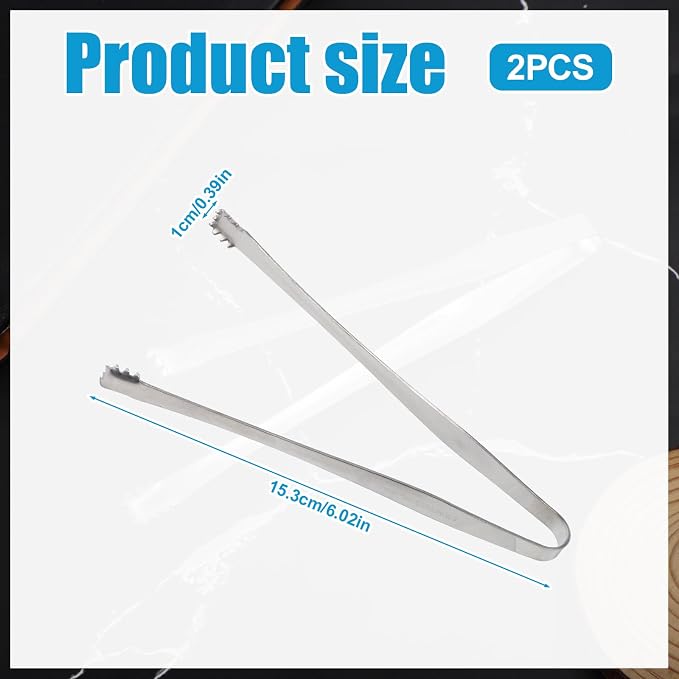 2pcs Egg Chalaza Removal Tongs, Toothed Design Egg Membrane Eggshell Fragment Remover Tong Stainless Steel Kitchen Tongs Multipurpose Kitchen Tool for Cooking Food Cake Bakers Pastry Chefs