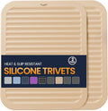 Silicone Trivet Mats 2 Heat Resistant Pot Holders Multipurpose Non-Slip Hot Pads for Kitchen Potholders, Drying mat, Jar Opener, Spoon Holder, Coaster(Crescent Moon)