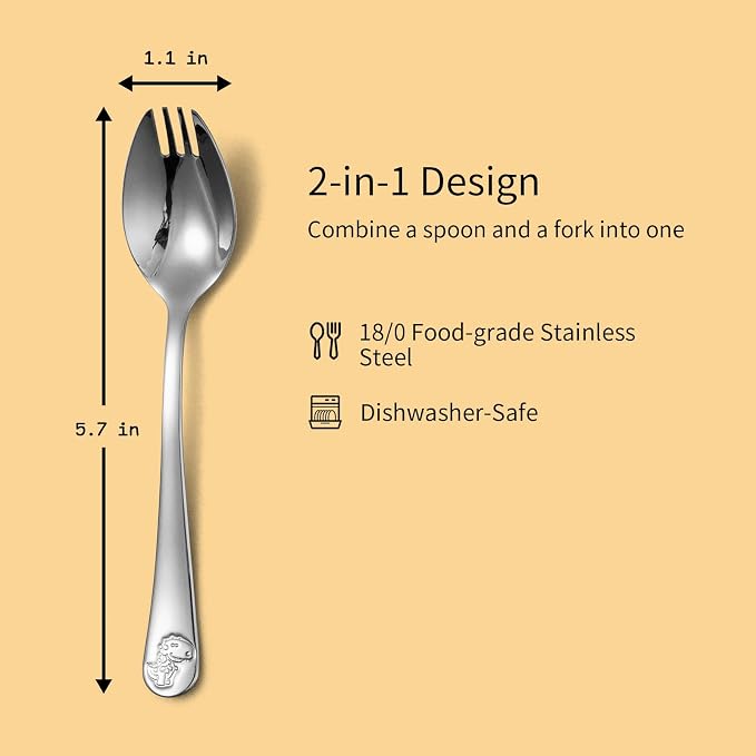 Alata Mini Sporks, 4-Pack Food-grade Stainless Steel Mini Sporks, 5.7 Inches Salad Forks For Dessert, Ice Cream, Salad, Soup, Noodle, Spaghetti, Dishwasher Safe