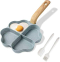 Caannasweis Egg Omelette Pan, 4-Cup Nonstick Granite Omelette Skillet Breakfast Frying Pan Egg Cooker Suitable for Gas Stove & Induction Cookware, PFOA PFOS Free, Green Heart Shaped