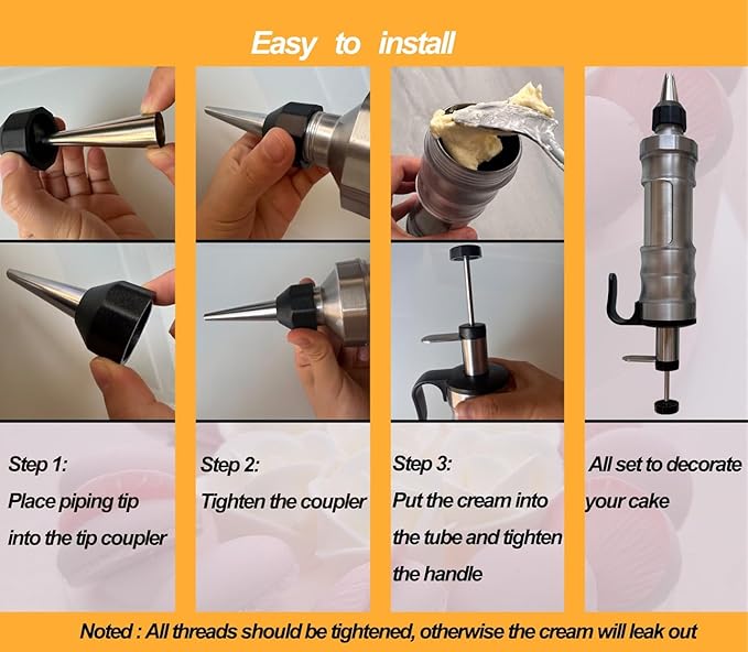 Dessert Decorating Piping Syringe Set Cake Decorating Tool | Cookie Gun Press, 6 Piping Icing Nozzles, For Baking, Cupcake, Deviled Eggs, Icing Decoration Gun, Frosting Piping Kit