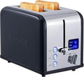CUSIMAX 2 Slice Stainless Steel Toaster with Digital LED Display, Black | 1.5'' Wide Slots for Bagels & Thick Bread, Countdown Timer, 6 Browning Levels, Bagel/Defrost/Cancel, Removable Crumb Tray