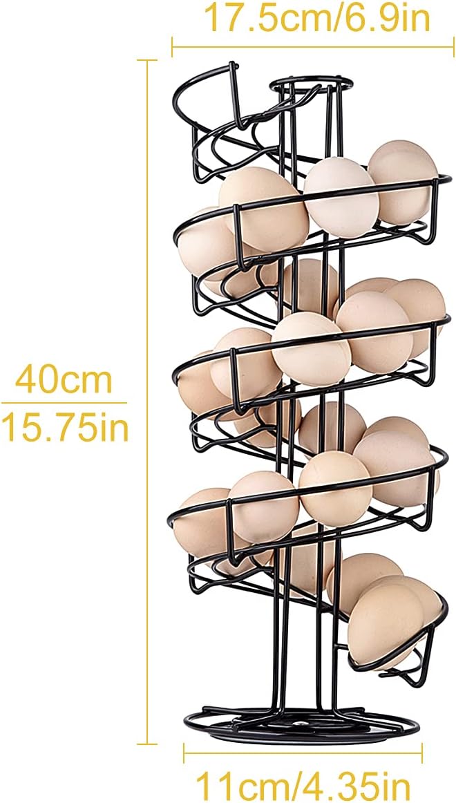 Toplife Spiral Design Metal Egg Skelter Dispenser Rack, Storage Display Rack, Black