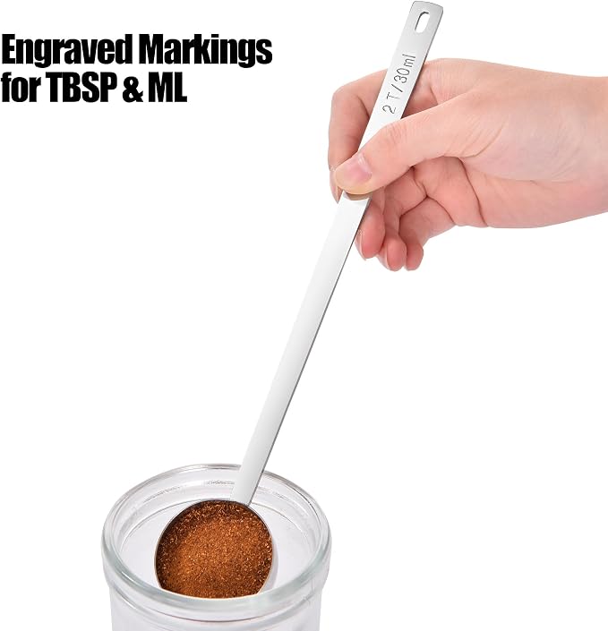 Doosu Metal 8.5in Long Handle Coffee Scoop for Ground Coffee (2 Tbsp) | Food-Grade 18/8 Stainless Steel Measuring Spoon, Tablespoon Scooper for Coffee Beans, Espresso, Protein Powders, Tea, Sugar