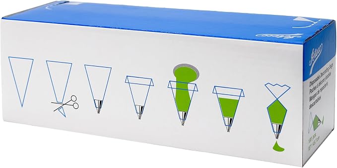 Ateco 4412 Plastic Disposable Piping and Cake Decorating Bags with NuPlastiQ, Pack of 100, Clear