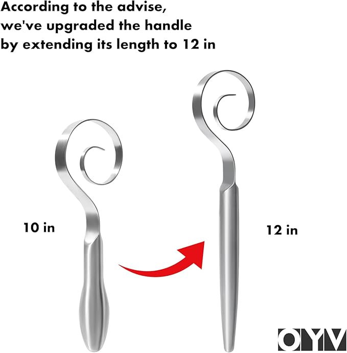 OYV 12" Seamless Dough Whisk, 18/10 Stainless Steel, Danish Dough Whisk | 2.5X Faster Mixing, Bread Whisk For Sourdough, Pizza, Cookies And Pastry, Ergonomic Grip, Dishwasher Safe, Easy To Clean