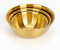 3-Set Stainless Steel Golden Mixing Bowls Set (8.26"+7.1"+6.3"), Metal Bowl with Measurement Marks, Dishwasher Safe & Stackable - Perfect for Baking, Salad Making, Meal Prep and Kitchen Use