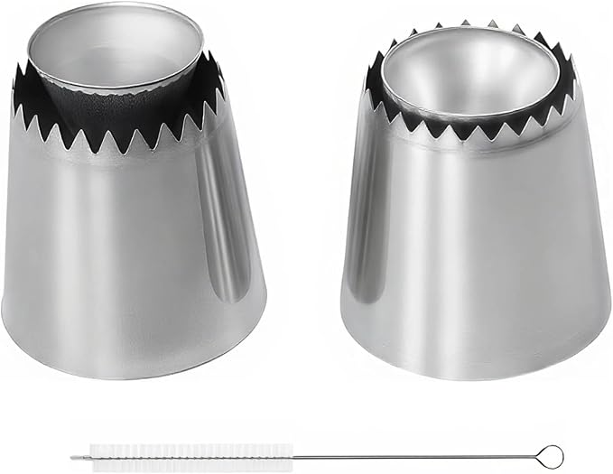 3 Pcs Large Piping Tips Set, 304 Stainless Steel Icing Nozzles 795S 796S with Cleaning Brush, Frosting Tips for Cake Decorating, Cupcakes, Cookies, Pastries and DIY Baking (795S/796S)