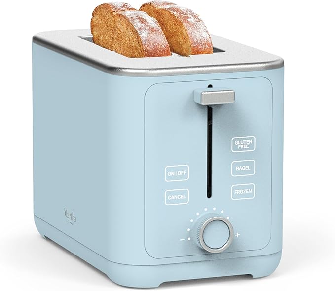 Martha Stewart 2-Slice Toaster, 3 Presets & 10 Shade Settings, Sky Blue