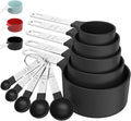 Measuring Cups & Spoons Set, Stackable Cups and Spoons | Nesting Measure Cups with Stainless Steel Handle, Kitchen Gadgets for Cooking & Baking (Black)